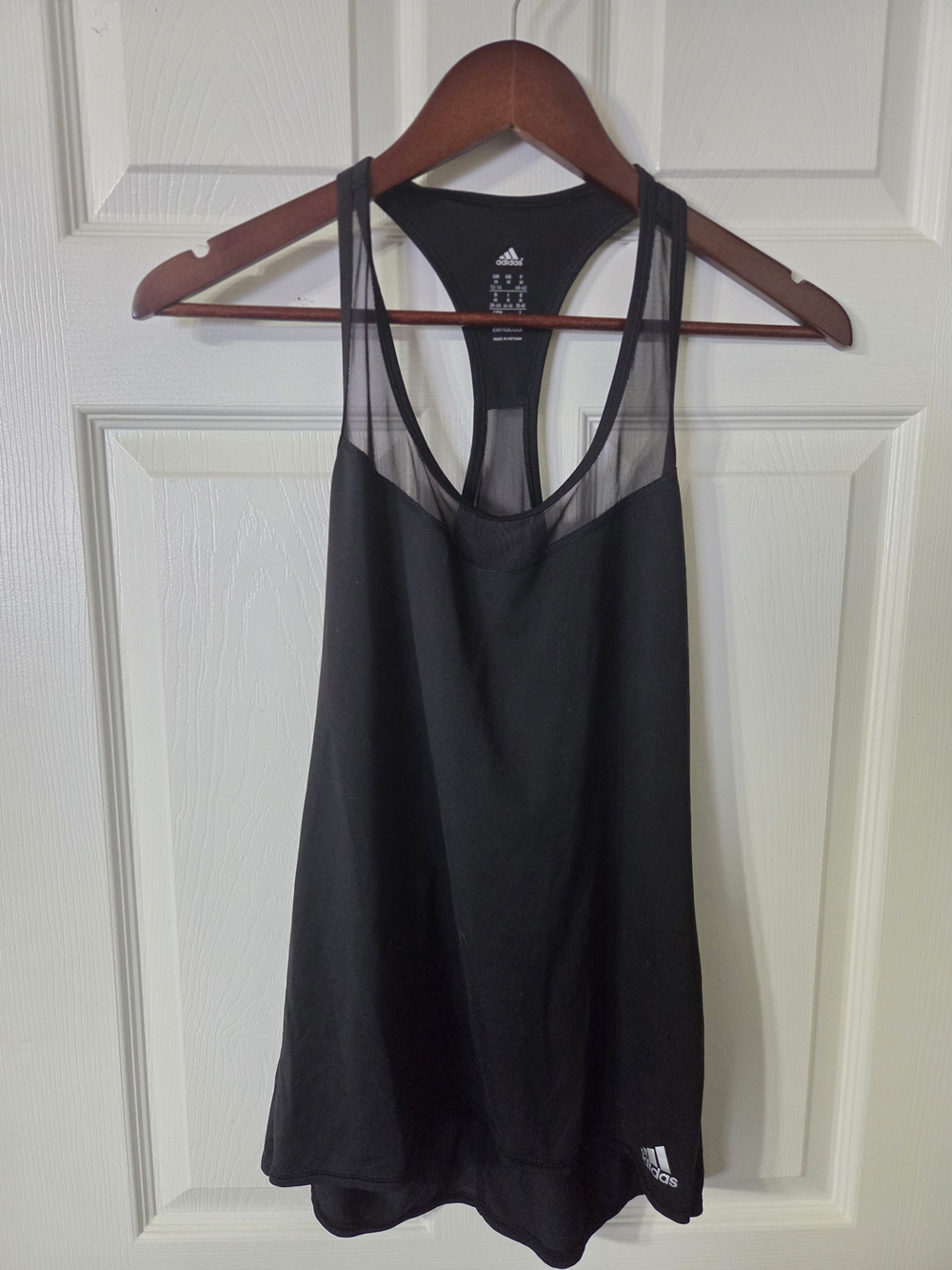 adidas Black Mesh-Back Racerback Tank Top